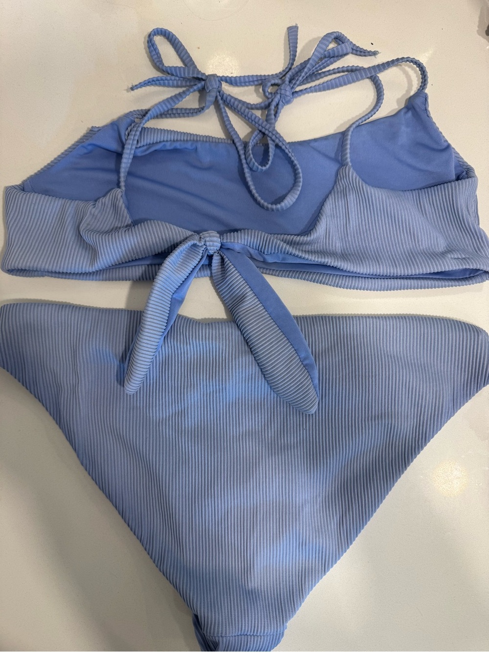 Light Blue Ribbed Women's Bikini Set - Picture 3 of 3